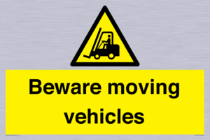 Beware moving vehicles with Warning forklift symbol